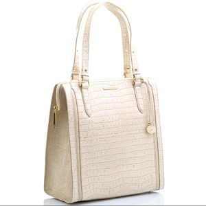 NWT Brahmin Large Caroline Satchel Ivory Terrace Bag